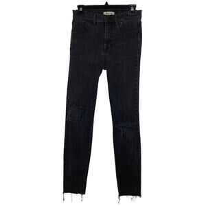 Madewell 9” High Rise Skinny Jeans Black Distressed 5 working Pockets Si…